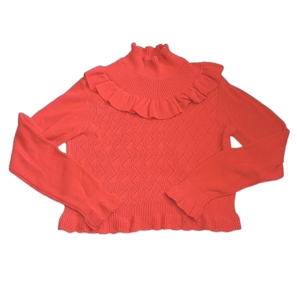 French Connection Womens Sweater Sz L Mozart Camilla Lace Pink 100% Cotton Girly - Picture 1 of 10